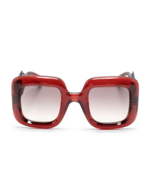 Etro Red Translucent Oversize-frame Sunglasses
