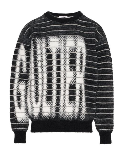 Jean Paul Gaultier Gestreepte Jacquard Trui Met Ronde Hals in het Black