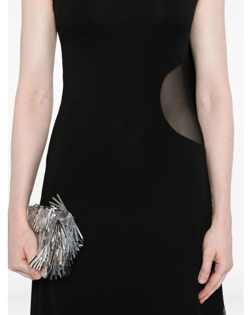 Imperial Black One-Shoulder Mesh-Insert Dress