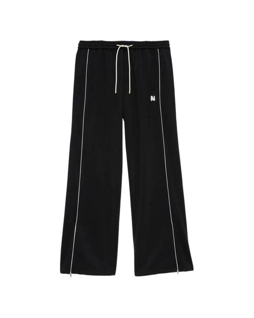 MSGM Black Mwave-Embroidery Track Pants for men