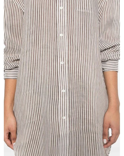 Brunello Cucinelli Gestreepte Lange Blouse in het Gray