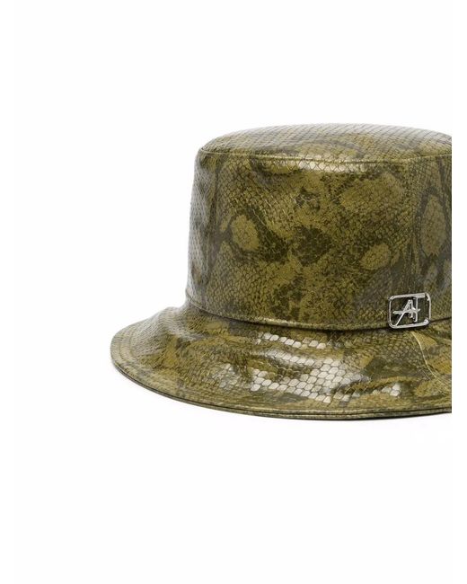 Alberta Ferretti Green Python-Print Bucket Hat