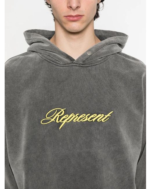 Sudadera de algodón con capucha y logo bordado Represent de hombre de color Gray