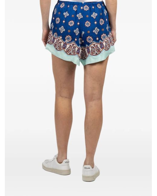 BOTEH Blue Floral-Print Shorts