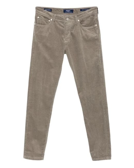 Barba Napoli Gray Corduroy Trousers for men