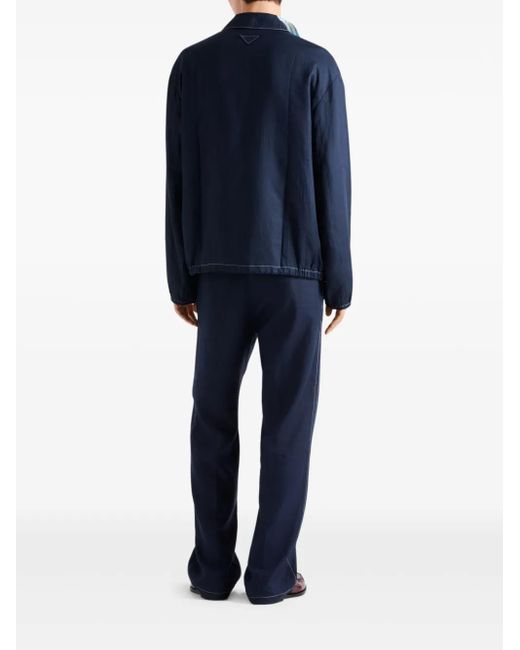 Prada Blue Cotton Blouson Jacket for men
