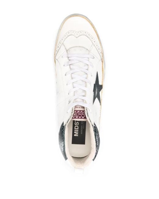 Golden Goose Deluxe Brand White Cracked-Effect Mid Star Sneakers for men