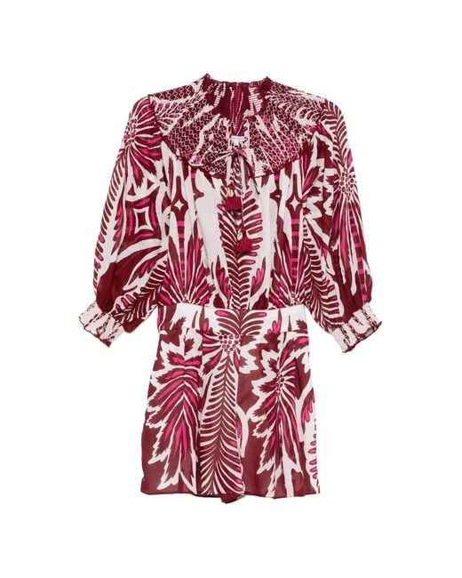 Poupette Red Janna Floral Tassel Jumpsuit
