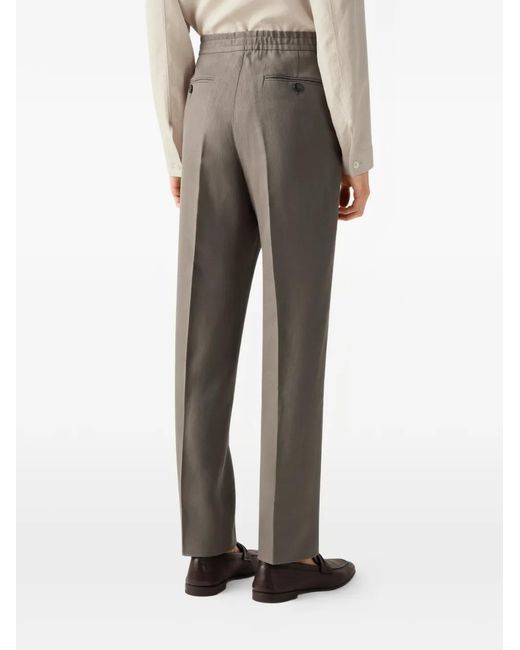 Zegna Gray Oasi Lino Trousers for men