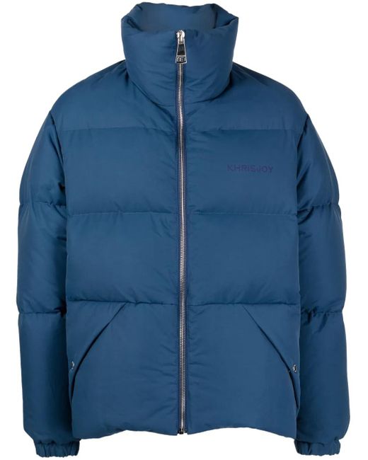 Khrisjoy Blue Logo-Print Padded Jacket for men
