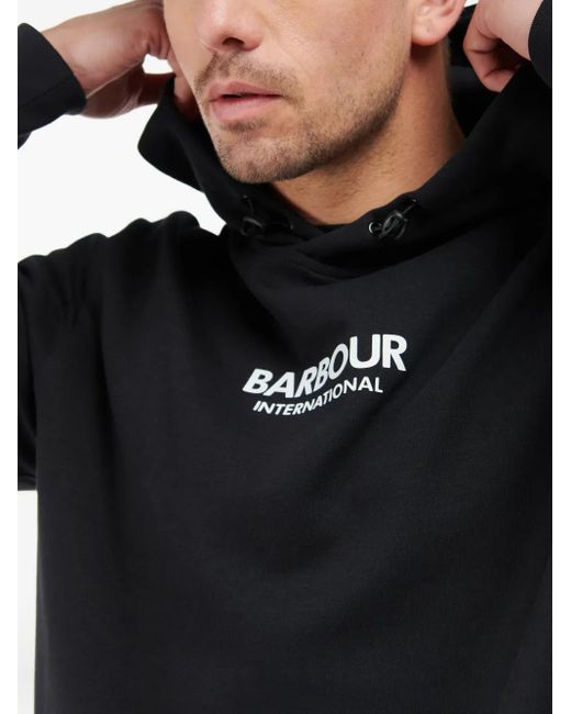 Barbour Black Logo-Embroidered Hoodie for men