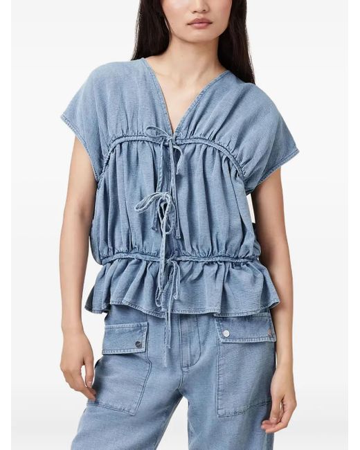 Top Remy con volantes AllSaints de color Blue