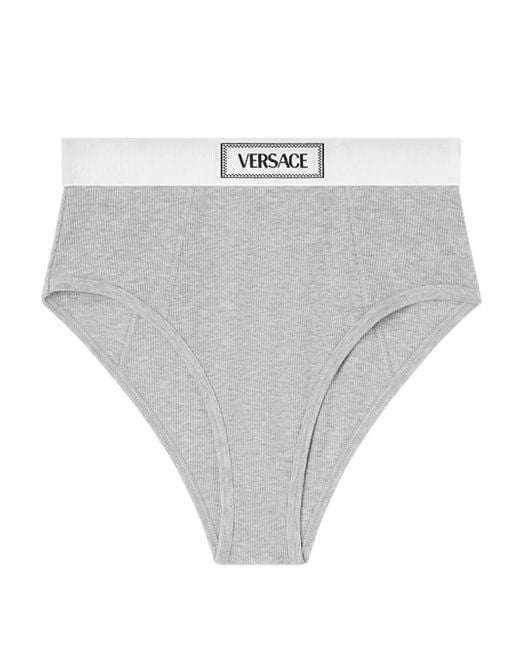 Versace Gray Rippen -Slips mit dem 90er -Jahre -Logo