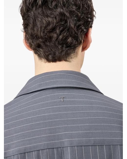 Tod's Blue Pinstripe-Pattern Flap-Pocket Jacket for men