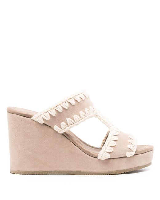 Mou Pink 95mm Suede Mules