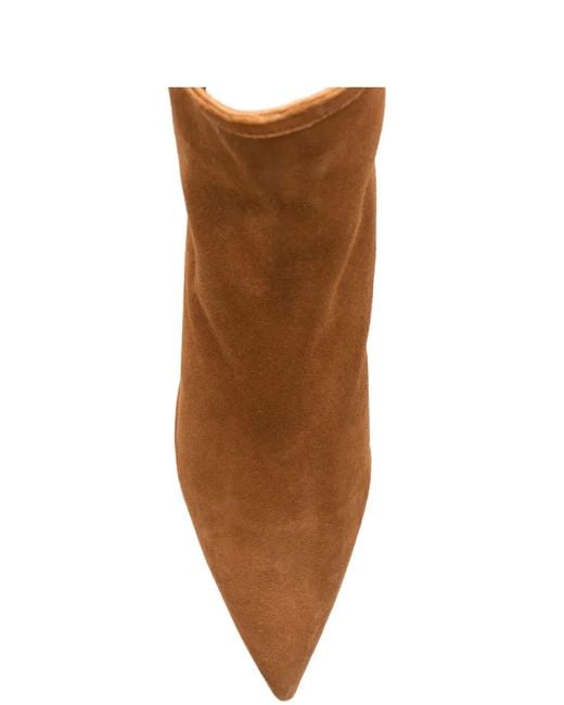 Anna F. Brown Pointed Zip Boots