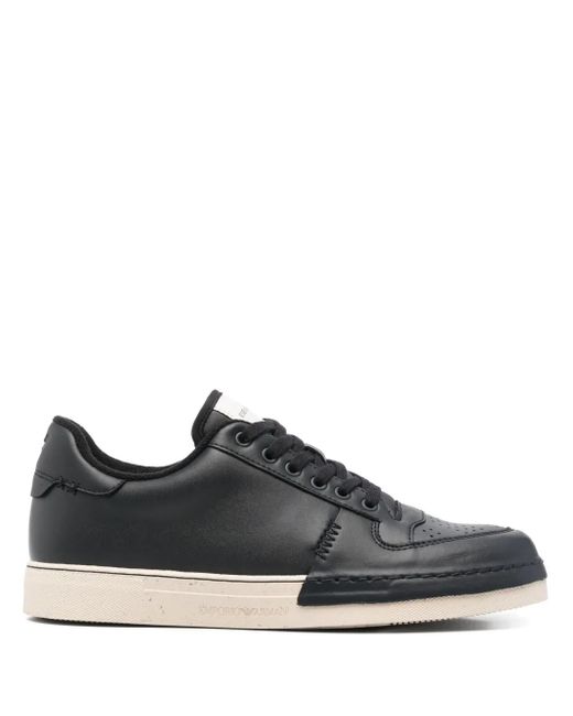 メンズ Emporio Armani レザースニーカー Black
