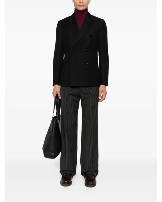 Lardini Black Double-Breasted Wool Jacket for men