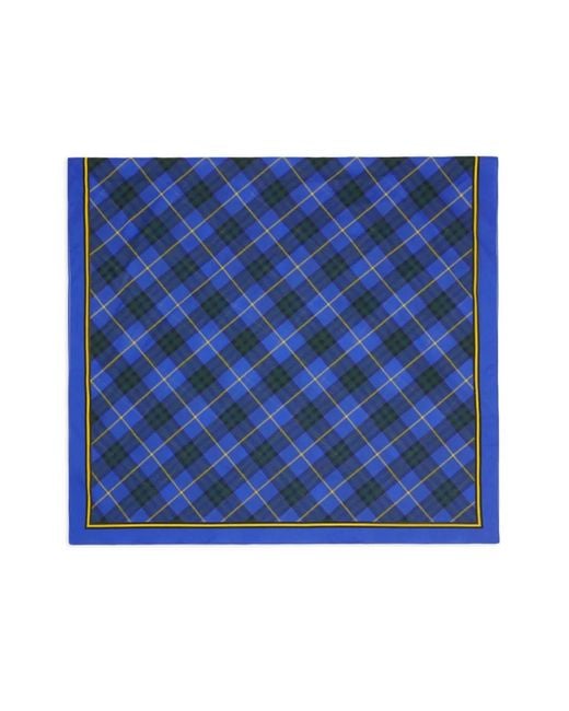 Burberry Blue Checked Cotton Scarf