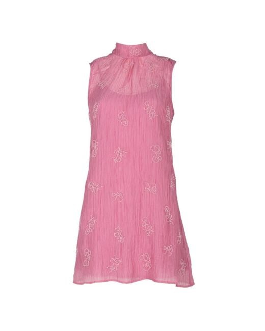 Staud Pink Albee Bead-Embellished Mini Dress