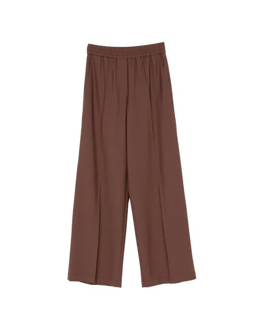 Brunello Cucinelli Brown Pleated Wide-Leg Trousers