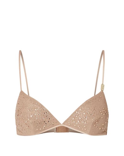 Liu Jo Natural Tulle Top With Jewel Embroidery