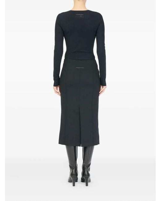 MM6 by Maison Margiela Black Back-Slit Midi Skirt