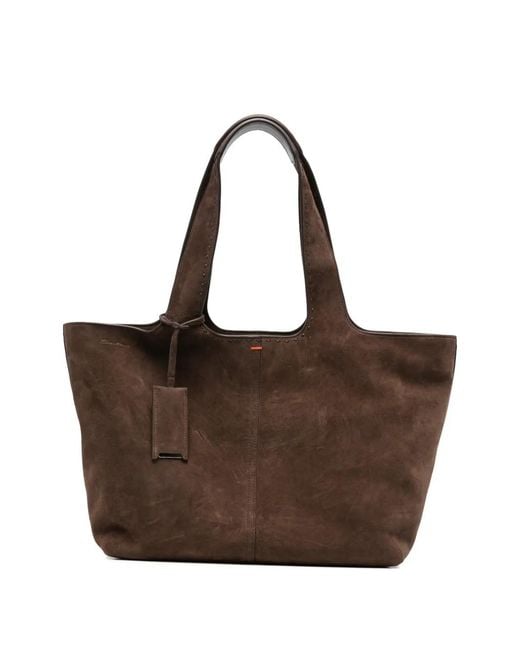 Santoni Brown Suede Tote Bag