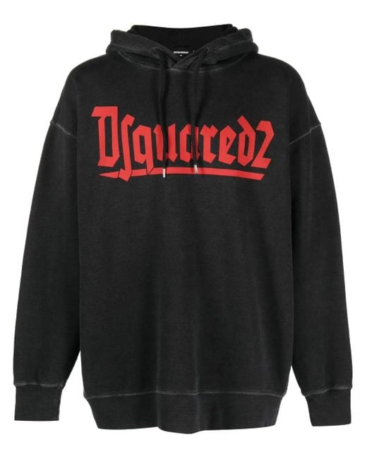 DSquared² Black Logo-Print Crew-Neck Sweatshirt for men