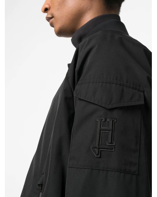 Herno Black Logo-Patch Bomber Jacket for men