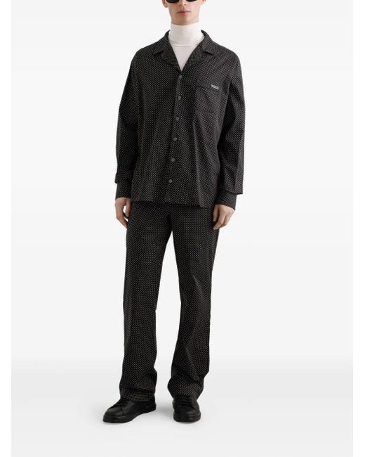 Dolce & Gabbana Black Micro-Dot Drawstring Trousers for men