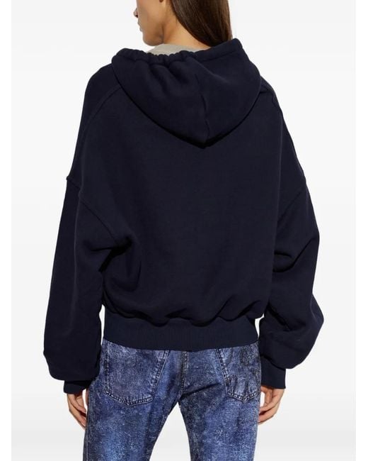 AVAVAV Blue Logo-Embroidered Zip-Up Hoodie