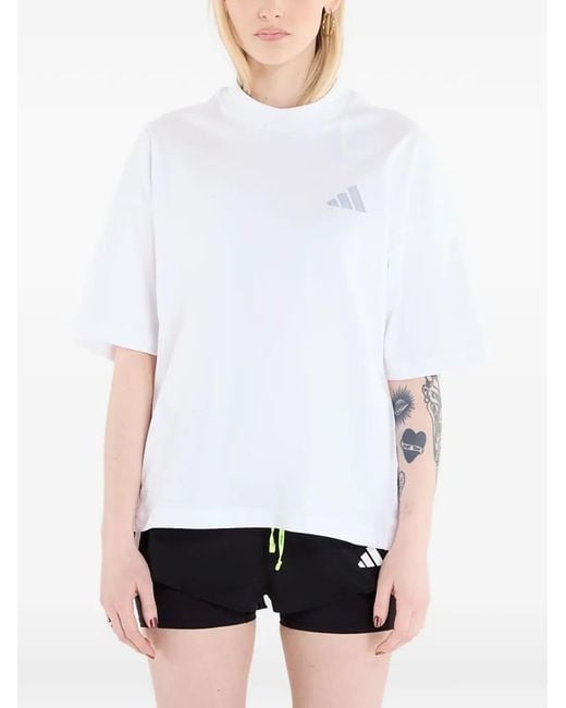 Adidas White Cheering Adi365 Logo-Print T-Shirt