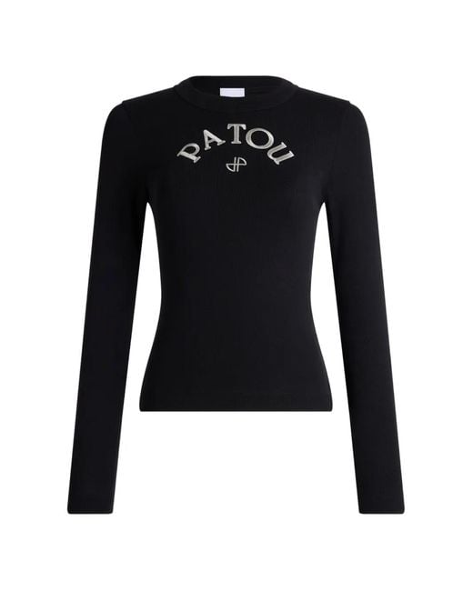 Patou Black Logo-Print Long-Sleeve T-Shirt