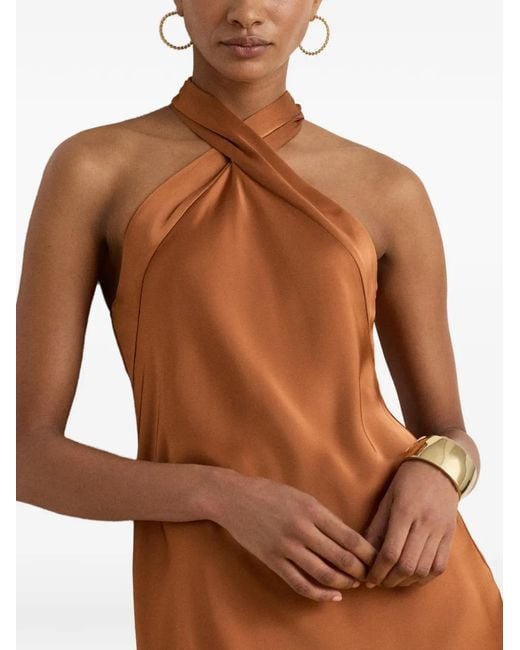 Ralph Lauren White Tie-Back Halter Midi Dress