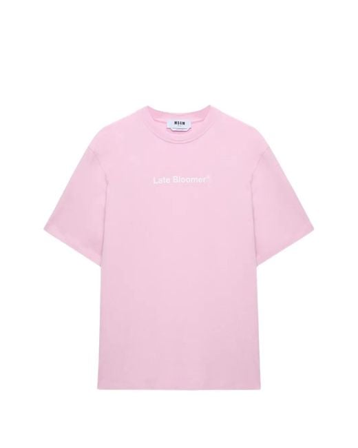 MSGM Pink Printed T-Shirt