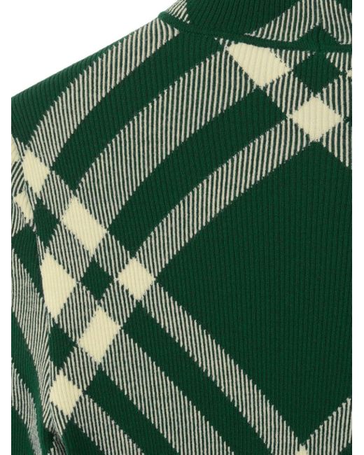 Pull en laine mélangée à carreaux Burberry pour homme en coloris Green
