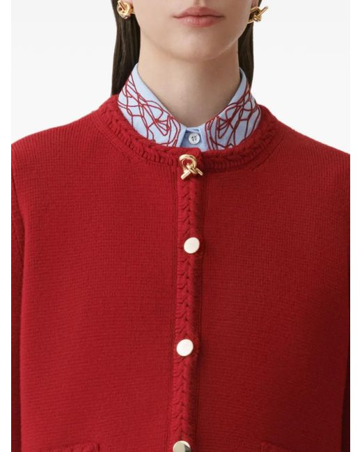 Fabiana Filippi Red Braided-Trim Button-Up Jacket