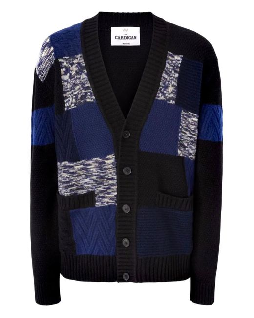 Missoni Blue Patchwork V-Neck Cardigan for men
