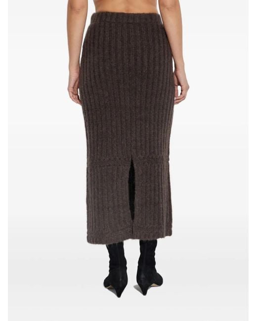 Jupe Mi-Longue À Design Côtelé By Malene Birger en coloris Brown