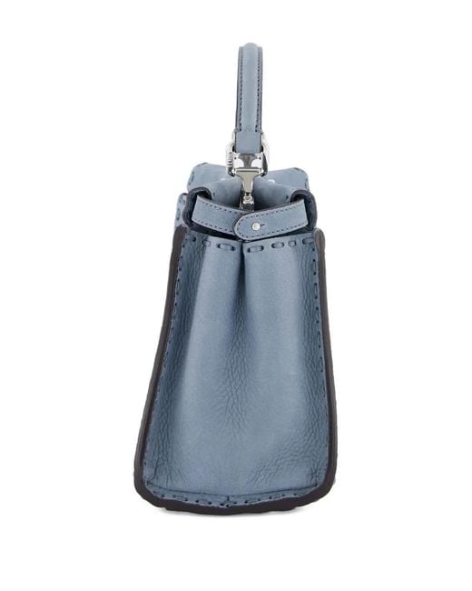 Fendi Blue Mini Selleria Peekaboo Leather Shoulder Bag