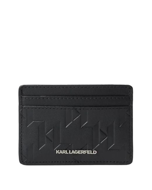 Karl Lagerfeld Black K/Loom Leather Card Holder for men
