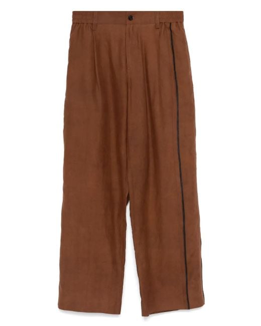 Pantalones de seda Feng Chen Wang de hombre de color Brown
