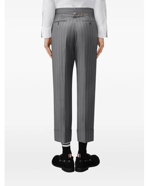 Thom Browne Gray Chalk-Stripe Wool Trousers for men