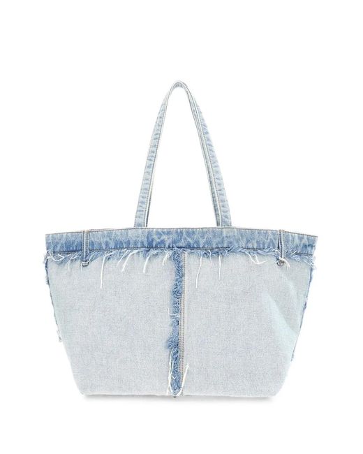 Alexander Wang Blue Punch Frayed Denim Tote Bag