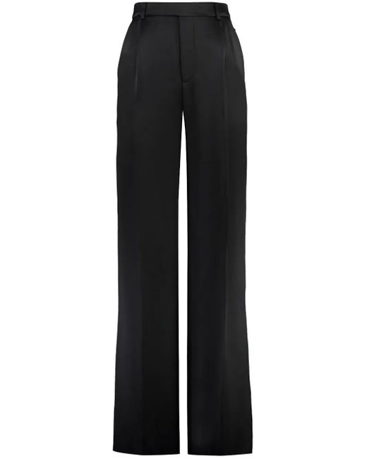 Saint Laurent Black Satin Flared Pants For