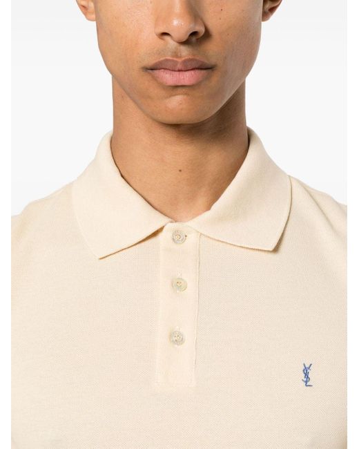 Saint Laurent Natural Cotton Piqué Sleeveless Polo Shirt for men