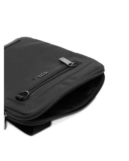 Boss Black Logo-Plaque Messenger Bag for men
