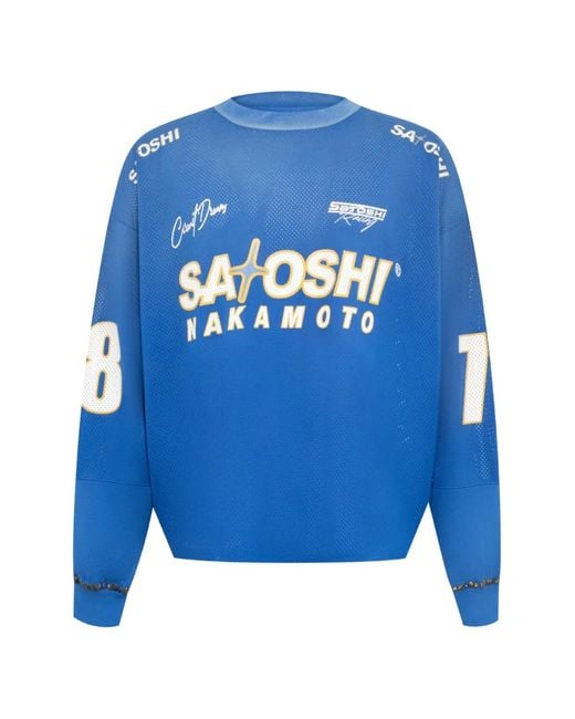 Satoshi Nakamoto Blue Logo-Print Sweatshirt for men