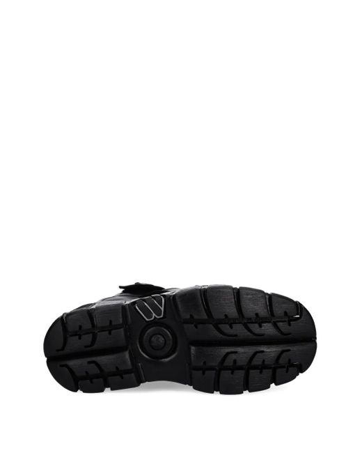 New Rock Black Studded-Strap Sneakers